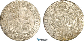 Poland, Sigismund III, Szostak (6 Groschen) 1596, Malbork (Marienburg) Mint, Silver (4.54g) Kop. 1240a, VF-EF