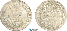 Poland, John II. Casimir, Szostak (6 Groschen) 1659 TLB, Krakow Mint, Silver (3.16g) Kop. 1617, Weak struck, full lustre! UNC