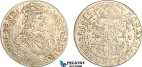 Poland, John II. Casimir, Ort (18 Groschen) 1668 TLB, Bydgoszcz (Bromberg) Mint, Silver (5.77g) Kop. 1774, VF