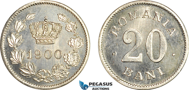 Romania, Carol I, Pattern 20 Bani 1900, Brussels Mint, Tin (5.54g) Plain edge, M...