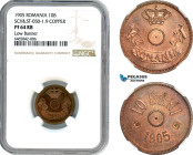 Romania, Carol I, Pattern 10 Bani 1905, Brussels mint, Copper, No center hole, coin rotation, Low Banner, Schäffer/Stambuliu 050-1.9, NGC PF64RB, Rare...