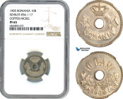 Romania, Carol I, Pattern 10 Bani 1905, Brussels mint, Copper-Nickel, With center hole, coin rotation, Schäffer/Stambuliu 054-1.17, NGC PF65, Rare!