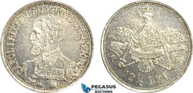Romania, Carol I, Pattern 12 1/2 Lei 1906, Brussels Mint, Tin (3.24g) Plain edge, Medal rotation, Schäffer/Stambuliu 060-1.13, UNC, Rare!