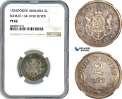 Romania, Ferdinand I, Pattern 2 Lei 1924, Poissy Mint, Silver, Schäffer/Stambuliu 134-1., NGC PF62, Very rare!
