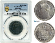Romania, Carol II, Pattern 100 Lei 1936, Bucharest Mint, Lead (12.61g) Reeded edge, coin rotation, Schäffer/Stambuliu 157 var. (Unpublished metal), PC...