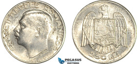 Romania, Carol II, Pattern 250 Lei 1935, Bucharest Mint, Tin (8.62g) Plain edge, Coin rotation, Schäffer/Stambuliu 255 var. (Unpublished metal) Brilli...