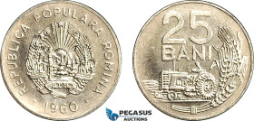 Romania, Peoples Republic, Pattern 25 Bani 1960, Bucharest Mint, Nickel plated steel (3.55g) Plain edge, coin rotation, Schäffer/Stambuliu 235-1.1, Br...