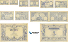 Romania, Carol I, Complete Specimen Set State notes 1877, Printers: Bank of France workshops, Paris, Specimen serial no# 000000, 5 lei 1877, P#1s, 10 ...