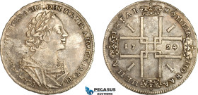 Russia, Peter I, 1 Rouble 1724, Moscow Mint, Silver (28.36g) KM#162.4, Old cabinet toning! VF-EF