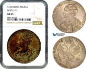 Russia, Catherine I, 1 Rouble 1726, Moscow Mint, Silver, Silver, KM# 168, Bust Left, Fine toning & hints of lustre! NGC AU53