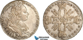 Russia, Peter II, 1 Rouble 1727, Moscow Mint, Silver (27.87g) KM# 182.1, Cabinet toning with hints of lustre! EF