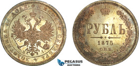 Russia, Alexander II, 1 Rouble 1875 СПБ HI, St. Petersburg Mint, Silver, KM Y# 25, Fully Prooflike, UNC