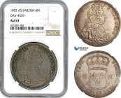 Sweden, Karl XI, 8 Mark 1692 AS, Stockholm Mint, Silver, Dav-4539, Old cabinet toning! NGC AU53