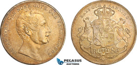 Sweden, Oscar I, Riksdaler Specie 1844 AG, Stockholm Mint, Silver, SM 24, Amber toning! Much remaining luster! EF