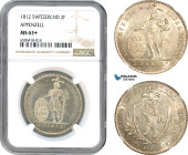 Switzerland, Appenzell, 2 Francs 1812, Appenzell Mint, Silver, KM# 8, NGC MS63+, Pop 1/1