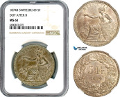 Switzerland, 5 Francs 1874 B, "Helvetia seated", Bern Mint, Dot After B Variety, Silver, KM# 11, NGC MS61