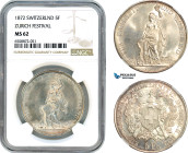 Switzerland, Zurich Festival 5 Francs 1872 Shooting Taler, Bern Mint, Silver, KM# X# S11, NGC MS62