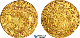 Transylvania, Johann II, Sigismund, 1 Ducat 1565, Hermannstadt (Sibiu) Mint, Gold(3.51g), Resch 38, Huszar E# 41, Very lustrous! EF, Rare!