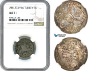 Turkey, Ottoman Empire, Abdülhamid II, 5 Kurush AH1293//16, Kostantiniye Mint, Silver, KM# 737, NGC MS61