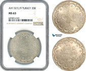 Turkey, Ottoman Empire, Mehmed Reshad V, 20 Kurush AH1327//9, Konstantiniye Mint, Silver, KM# 780, NGC MS63
