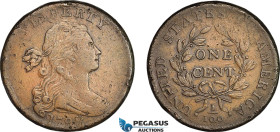 United States, Draped Bust 1 Cent 1798/7, Philadelphia Mint, KM# 22, Small edge damages! F-VF