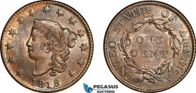 United States, Liberty Head / Matron Head 1 Cent 1819, Philadelphia Mint, KM# 45.1, Very lustrous, EF-UNC