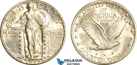 United States, Standing Liberty Quarter Dollar (25C) 1930 S, San Francisco Mint, Stars Below Eagle, Silver, KM# 145, Fully frosted surface! Brilliant ...