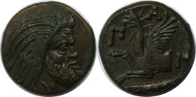 Griechische Münzen, BOSPORUS. Pantikapaion. AE 314-310 v. Chr. (7,03 g. 20 mm) Vs.: Kopf Pan (Satyr) rechts. Rs.: ПАN, Vorderteil des Greifs links, un...