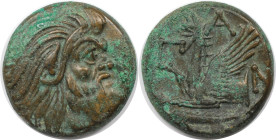 Griechische Münzen, BOSPORUS. Pantikapaion. Perisad I, 345-310 v. Chr. Tetrahalk 330 - 315 v. Chr. Vs.: Kopf Pan (Satyr) rechts. Rs.: ПАN (Großbuchsta...