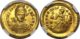 Römische Münzen, MÜNZEN DER RÖMISCHEN KAISERZEIT. Theodosius II., Oströmischer Kaiser (402-450 n. Chr.). AV Solidus (4,49 g). Konstantinopel, 441-450 ...