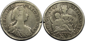 RDR – Habsburg – Österreich, RÖMISCH-DEUTSCHES REICH. Österreich-Ungarn. Maria Theresia (1740-1780). 15 Kreuzer 1745 KB. Sehr schön