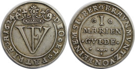 Altdeutsche Münzen und Medaillen, BRAUNSCHWEIG - WOLFENBÜTTEL. Friedrich Ulrich (1613-1634). Mariengulden 1624, Goslar oder Zellerfeld. Silber. 12,84 ...