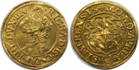 Altdeutsche Münzen und Medaillen, PFALZ - SIMMERN. Dukat 1579. Vs.: Pfalzgraf in voller Rüstung stehend, RICHARD · G · C - PA - · RHE · DVX · BA - · R...