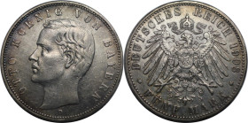 Deutsche Münzen und Medaillen ab 1871, REICHSSILBERMÜNZEN, Bayern. Otto (1886-1913). 5 Mark 1908 D. Silber. KM 915. Jaeger 46. Vorzüglich