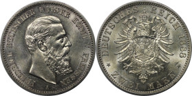 Deutsche Münzen und Medaillen ab 1871, REICHSSILBERMÜNZEN, Preußen. Friedrich III. (1888-1888). 2 Mark 1888 A. Silber. Jaeger 98. Fast Stempelglanz