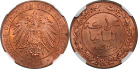 Deutsche Münzen und Medaillen ab 1871, DEUTSCHE NEBENGEBIETE. Deutsch-Ostafrika. Wilhelm II. 1 Pesa 1891. Kupfer. KM 1. NGC MS 65 RD