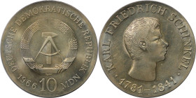 Deutsche Münzen und Medaillen ab 1945, Deutsche Demokratische Republik bis 1990. 10 Mark 1966 A, Zum 125. Todestag von Karl Friedrich Schinkel. Silber...