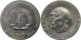 Deutsche Münzen und Medaillen ab 1945, Deutsche Demokratische Republik bis 1990. 10 Mark 1967, Zur 100. Geburtstag von Käthe Kollwitz. Silber. KM 17.1...