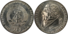 Deutsche Münzen und Medaillen ab 1945, Deutsche Demokratische Republik bis 1990. 20 Mark 1967 A. Zum 200. Geburtstag von Wilhelm von Humboldt. Silber....