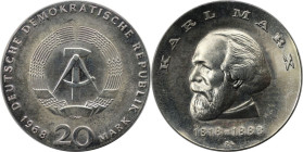 Deutsche Münzen und Medaillen ab 1945, Deutsche Demokratische Republik bis 1990. 20 Mark 1968 A. Zum 150. Geburtstag von Karl Marx. Silber. KM 21. Jae...