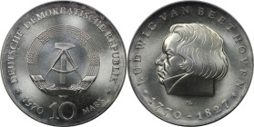 Deutsche Münzen und Medaillen ab 1945, Deutsche Demokratische Republik bis 1990. 10 Mark 1970 A, Zum 200. Geburtstag von Ludwig van Beethoven. Silber....