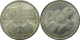 Deutsche Münzen und Medaillen ab 1945, BUNDESREPUBLIK DEUTSCHLAND. Germanisches Museum. 5 Mark 1952 D. Silber. KM 113, AKS 210, Jaeger 388. Vorzüglich...