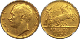 Europäische Münzen und Medaillen, Albanien / Albania. Zogu I. (1925-1928-1939). 100 Franken 1926 R, Rom. Mit zwei Sternen unter dem Kopf. Insgesamt 58...