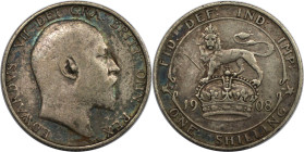 Europäische Münzen und Medaillen, Großbritannien / Vereinigtes Königreich / UK / United Kingdom. Edward VII. (1901-1910). 1 Shilling 1908. Silber. Seh...