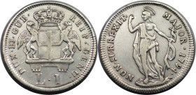 Europäische Münzen und Medaillen, Italien / Italy. Genua. Dogi Biennali (1528-1797). 1 Lira 1794. Silber. Mont. 53. Sehr schön