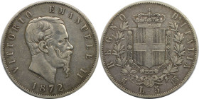 Europäische Münzen und Medaillen, Italien / ItaIy. Vittorio Emanuele II. (1861-1878). 5 Lire 1872 M BN. Silber. KM 8.3. Sehr schön-vorzüglich