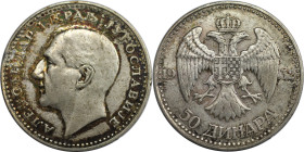 Europäische Münzen und Medaillen, Jugoslawien / Yugoslavia. Alexander I. 50 Dinara 1932. Silber. KM 16. Fast Vorzüglich