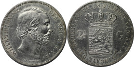 Europäische Münzen und Medaillen, Niederlande / Netherlands. Wilhelm III. (1849-1890). 2-1/2 Gulden 1851. Silber. KM 82. Sehr schön-vorzüglich, kl. Kr...