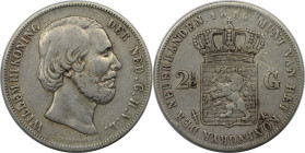 Europäische Münzen und Medaillen, Niederlande / Netherlands. Willem III. (1849-1890). 2-1/2 Gulden 1856. Silber. KM 82. Schön-sehr schön