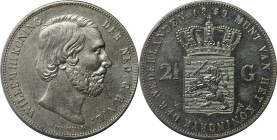 Europäische Münzen und Medaillen, Niederlande / Netherlands. Wilhelm III. (1849-1890). 2-1/2 Gulden 1859. Silber. KM 82. Vorzüglich, etwas gerenigt
